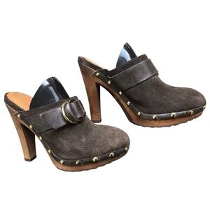Michael Kors Heeled Mule Dorchester in Dark Brown Suede